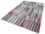 Chaput Patchwork Multi Renk Pamuk Üzerine Yün El Dokuma Kilim-195x290 - Görsel 3