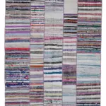 Chaput Patchwork Multi Renk Pamuk Üzerine Yün El Dokuma Kilim-198x290