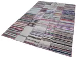 Chaput Patchwork Multi Renk Pamuk Üzerine Yün El Dokuma Kilim-198x290 - Görsel 3