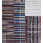 Chaput Patchwork Multi Renk Pamuk Üzerine Yün El Dokuma Kilim-196x299