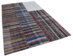 Chaput Patchwork Multi Renk Pamuk Üzerine Yün El Dokuma Kilim-196x299 - Görsel 2