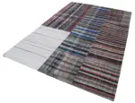Chaput Patchwork Multi Renk Pamuk Üzerine Yün El Dokuma Kilim-196x299 - Görsel 3