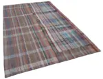 Chaput Patchwork Multi Renk Pamuk Üzerine Yün El Dokuma Kilim-190x300 - Görsel 2