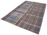 Chaput Patchwork Multi Renk Pamuk Üzerine Yün El Dokuma Kilim-190x300 - Görsel 3