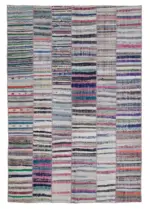 Chaput Patchwork Multi Renk Pamuk Üzerine Yün El Dokuma Kilim-200x298