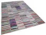 Chaput Patchwork Multi Renk Pamuk Üzerine Yün El Dokuma Kilim-200x298 - Görsel 2