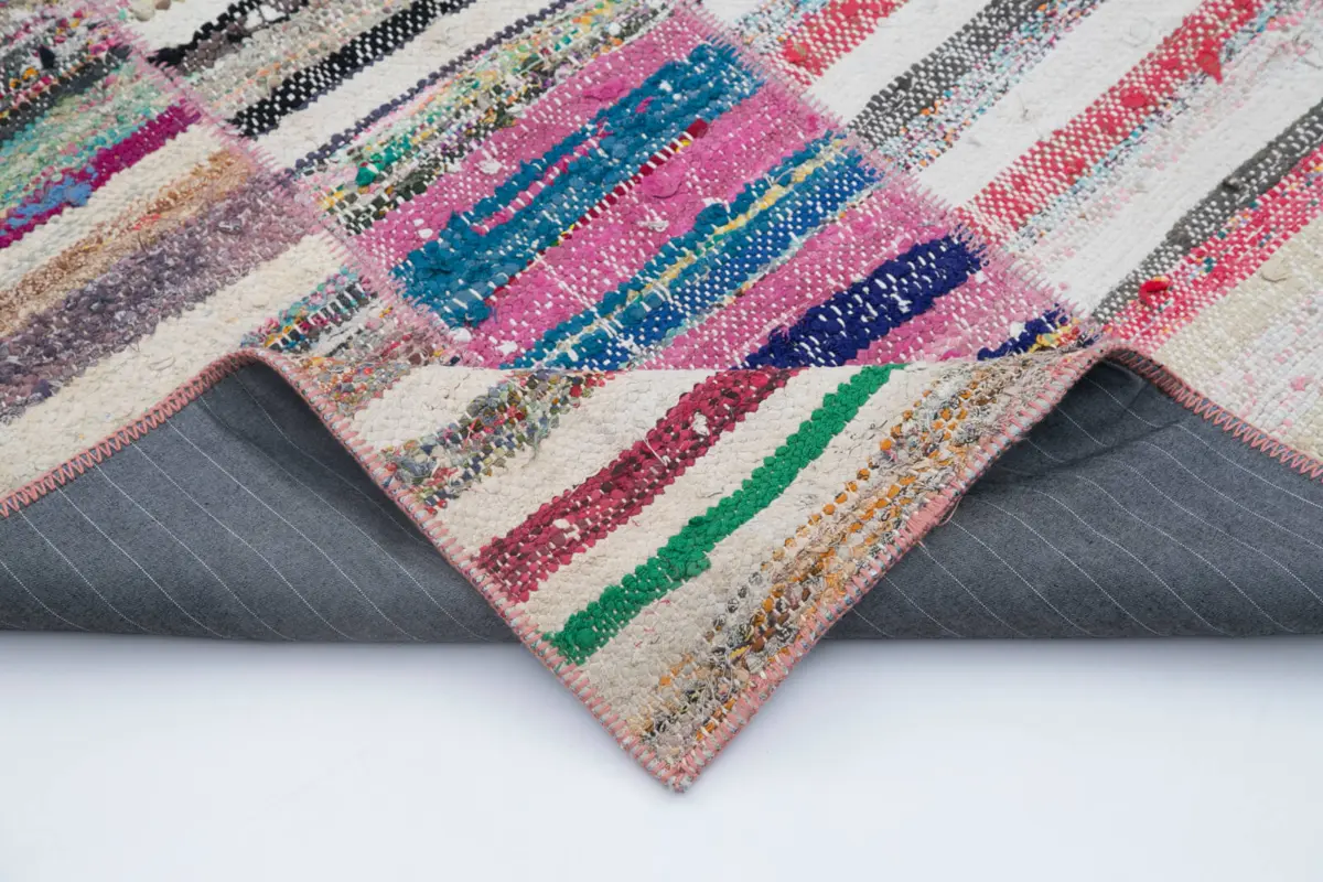 Chaput Patchwork Multi Renk Pamuk Üzerine Yün El Dokuma Kilim-200x298 - Görsel 5