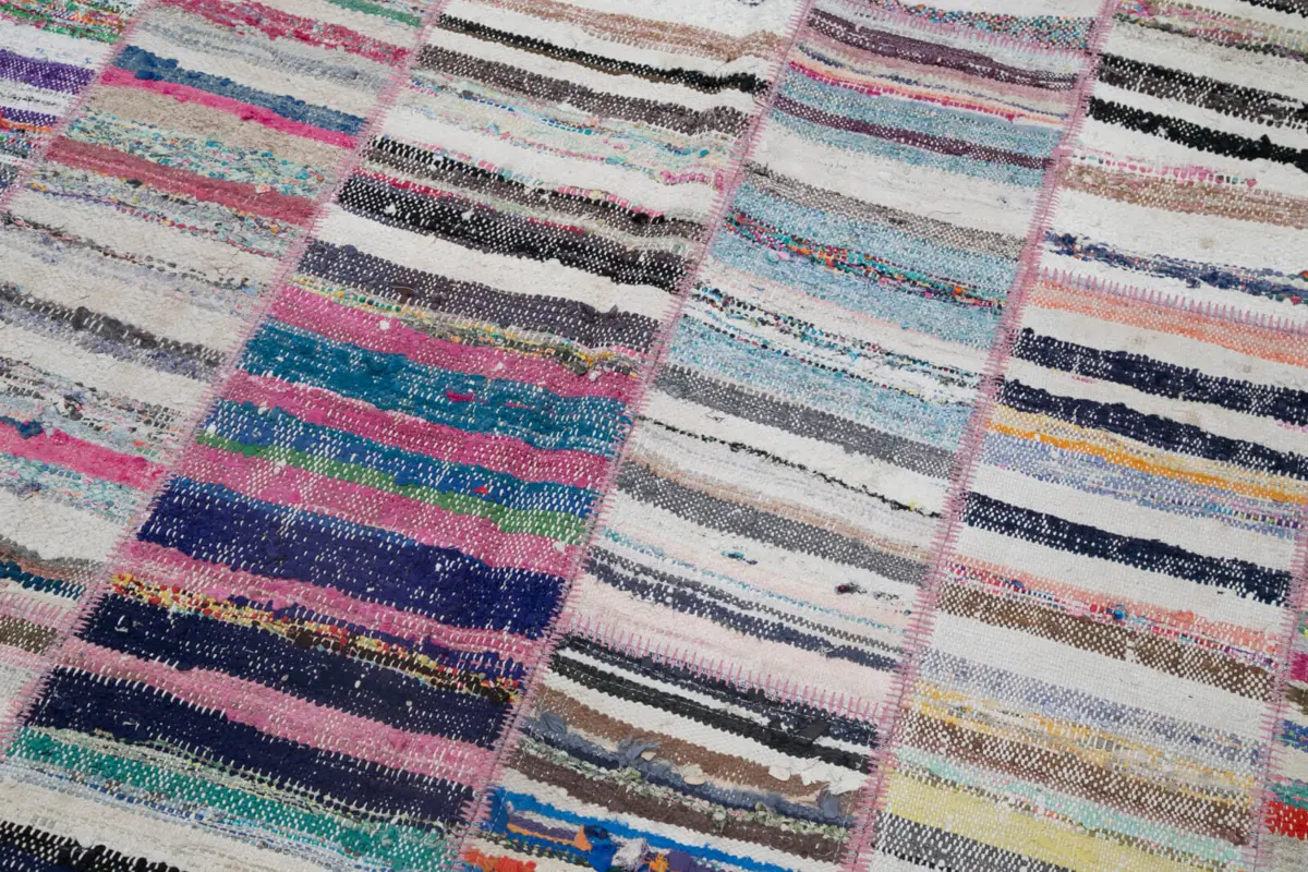 Chaput Patchwork Multi Renk Pamuk Üzerine Yün El Dokuma Kilim-200x298 - Görsel 6