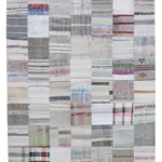 Chaput Patchwork Multi Renk Pamuk Üzerine Yün El Dokuma Kilim-202x299