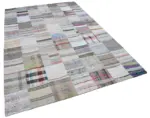 Chaput Patchwork Multi Renk Pamuk Üzerine Yün El Dokuma Kilim-202x299 - Görsel 2