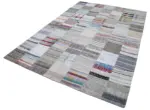 Chaput Patchwork Multi Renk Pamuk Üzerine Yün El Dokuma Kilim-202x299 - Görsel 3