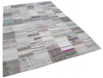 Chaput Patchwork Multi Renk Pamuk Üzerine Yün El Dokuma Kilim-202x299 - Görsel 2