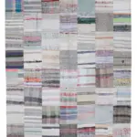 Chaput Patchwork Multi Renk Pamuk Üzerine Yün El Dokuma Kilim-202x298