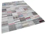 Chaput Patchwork Multi Renk Pamuk Üzerine Yün El Dokuma Kilim-202x298 - Görsel 2