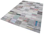 Chaput Patchwork Multi Renk Pamuk Üzerine Yün El Dokuma Kilim-202x298 - Görsel 3