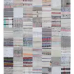 Chaput Patchwork Multi Renk Pamuk Üzerine Yün El Dokuma Kilim-202x299