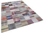 Chaput Patchwork Multi Renk Pamuk Üzerine Yün El Dokuma Kilim-210x299 - Görsel 2