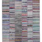 Chaput Patchwork Multi Renk Pamuk Üzerine Yün El Dokuma Kilim-203x292