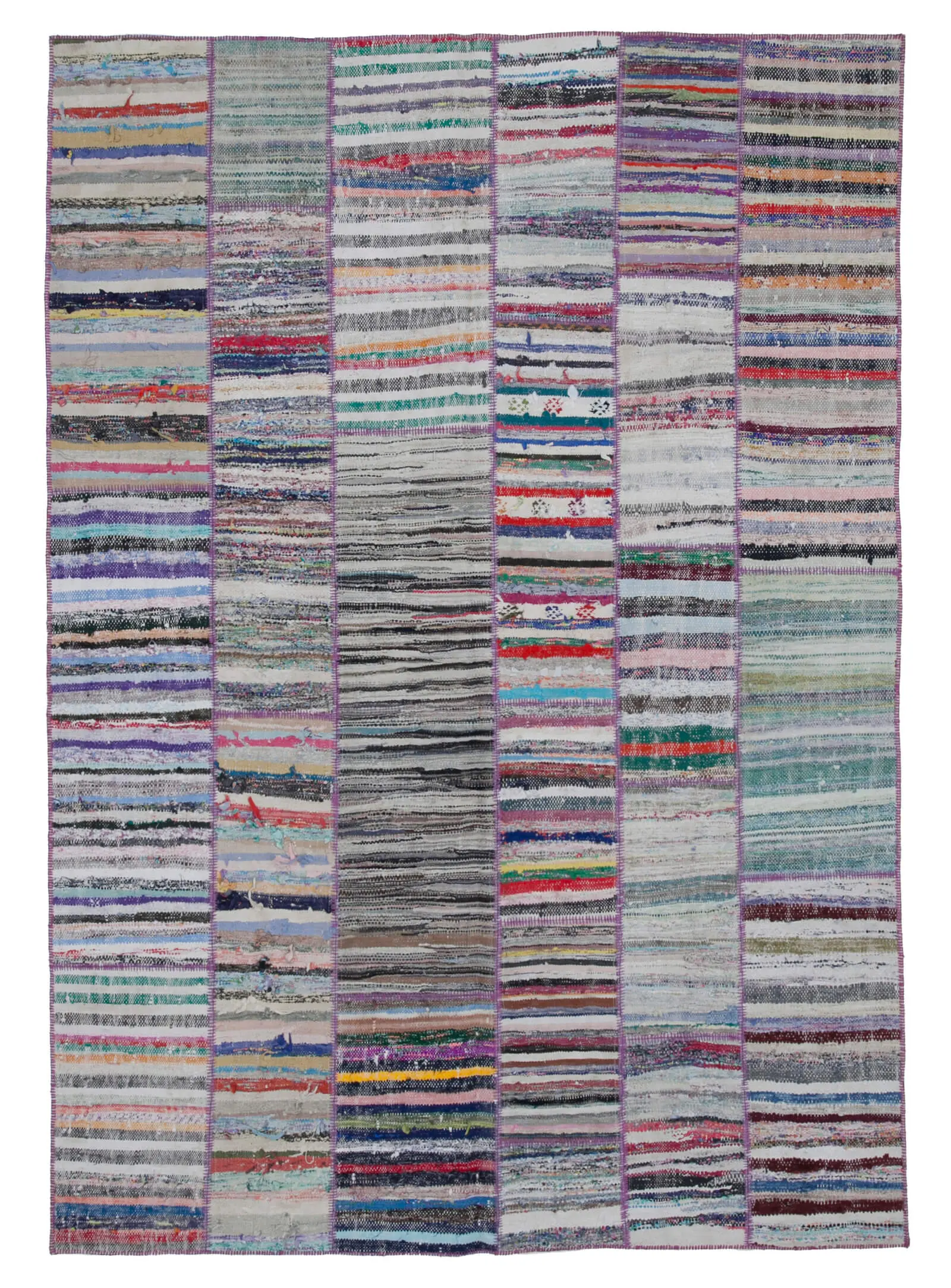 Rc_30407_1_Multicolor_Oriental_Kilim_Patchwork_Rugs Chaput Patchwork Multi Renk Pamuk Üzerine Yün El Dokuma Kilim-203x292 - Görsel 1