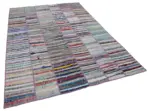 Chaput Patchwork Multi Renk Pamuk Üzerine Yün El Dokuma Kilim-203x292 - Görsel 2