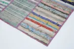 Chaput Patchwork Multi Renk Pamuk Üzerine Yün El Dokuma Kilim-203x292 - Görsel 4