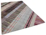 Chaput Patchwork Multi Renk Pamuk Üzerine Yün El Dokuma Kilim-199x305 - Görsel 2