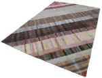 Chaput Patchwork Multi Renk Pamuk Üzerine Yün El Dokuma Kilim-199x305 - Görsel 3