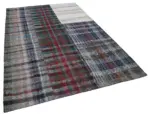 Chaput Patchwork Multi Renk Pamuk Üzerine Yün El Dokuma Kilim-200x300 - Görsel 2
