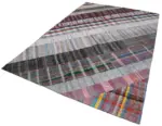 Chaput Patchwork Multi Renk Pamuk Üzerine Yün El Dokuma Kilim-203x304 - Görsel 3