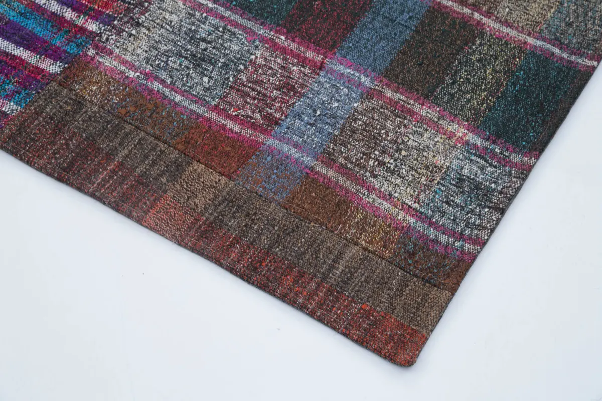 Chaput Patchwork Multi Renk Pamuk Üzerine Yün El Dokuma Kilim-200x303 - Görsel 4
