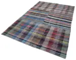Chaput Patchwork Multi Renk Pamuk Üzerine Yün El Dokuma Kilim-180x272 - Görsel 3