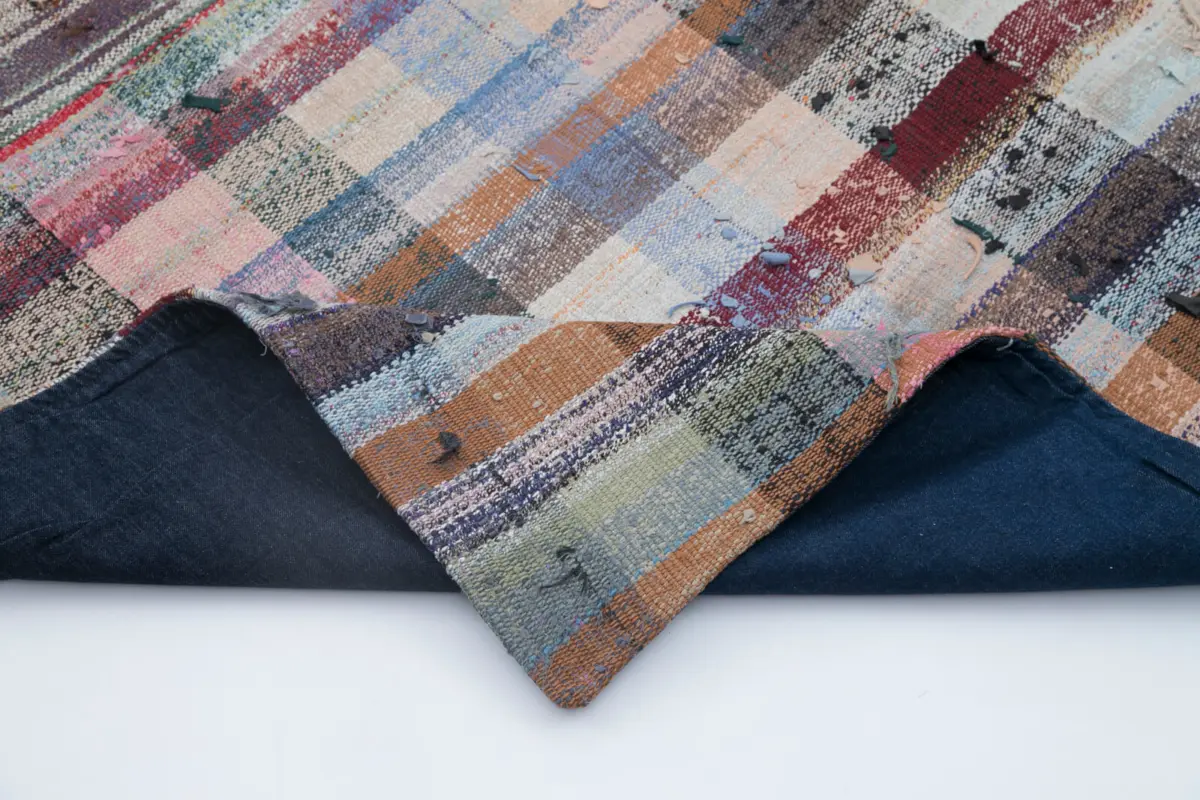 Chaput Patchwork Multi Renk Pamuk Üzerine Yün El Dokuma Kilim-180x272 - Görsel 5