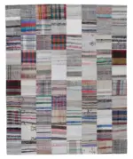 Chaput Patchwork Multi Renk Pamuk Üzerine Yün El Dokuma Kilim-240x300