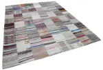 Chaput Patchwork Multi Renk Pamuk Üzerine Yün El Dokuma Kilim-240x300 - Görsel 2