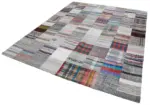 Chaput Patchwork Multi Renk Pamuk Üzerine Yün El Dokuma Kilim-240x300 - Görsel 3