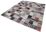 Chaput Patchwork Multi Renk Pamuk Üzerine Yün El Dokuma Kilim-242x300 - Görsel 3