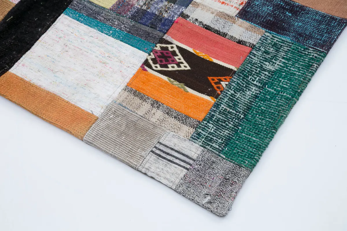 Chaput Patchwork Multi Renk Pamuk Üzerine Yün El Dokuma Kilim-246x303 - Görsel 4