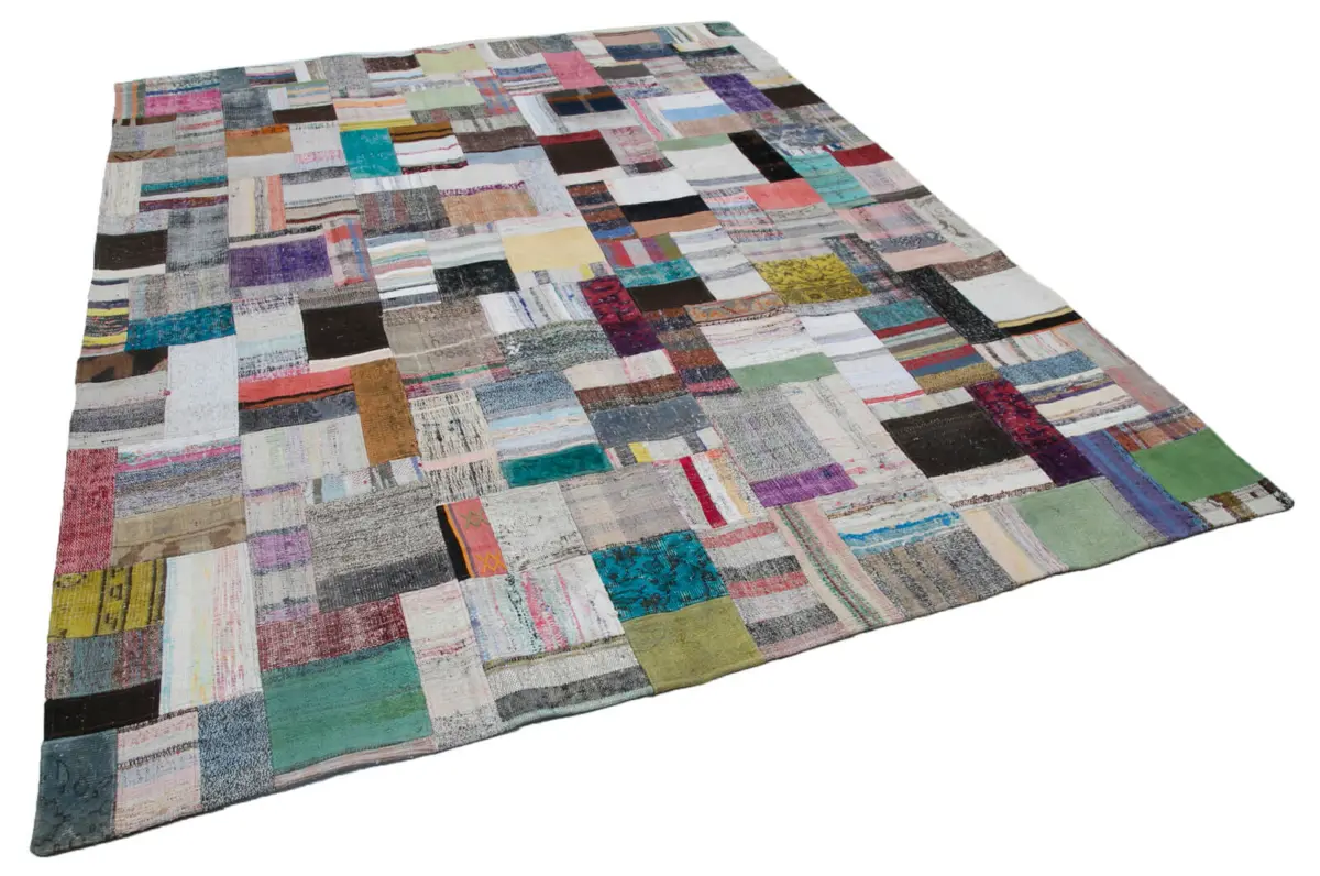 Chaput Patchwork Multi Renk Pamuk Üzerine Yün El Dokuma Kilim-246x307 - Görsel 2