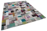 Chaput Patchwork Multi Renk Pamuk Üzerine Yün El Dokuma Kilim-246x307 - Görsel 2