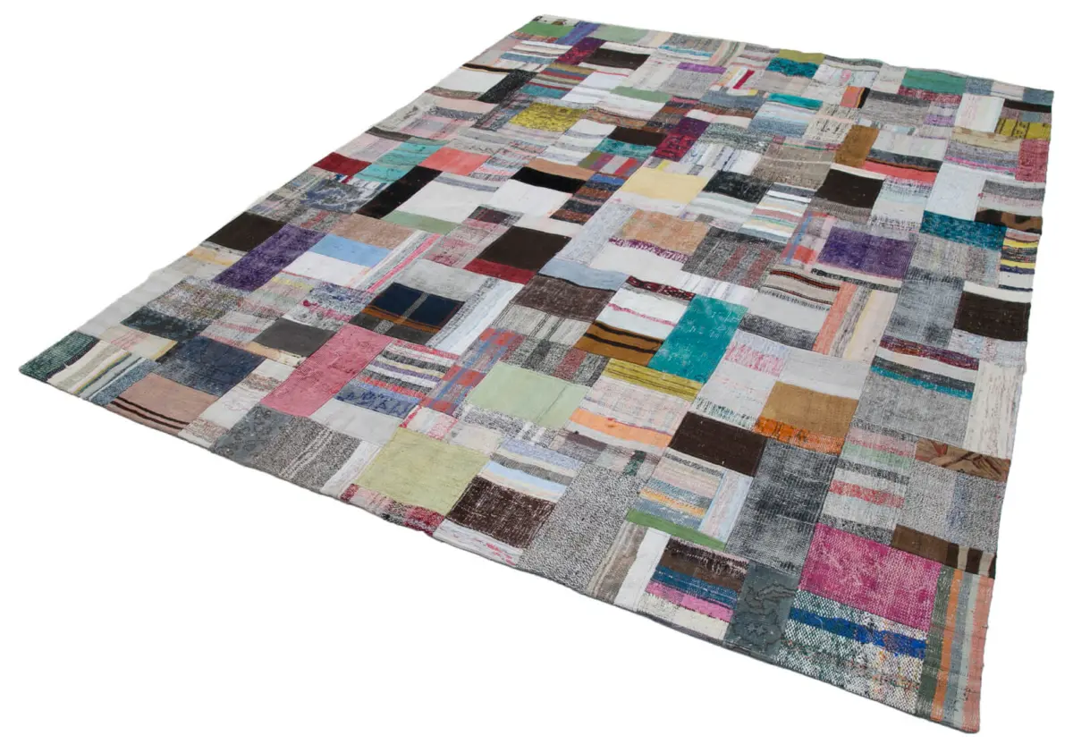 Chaput Patchwork Multi Renk Pamuk Üzerine Yün El Dokuma Kilim-246x307 - Görsel 3