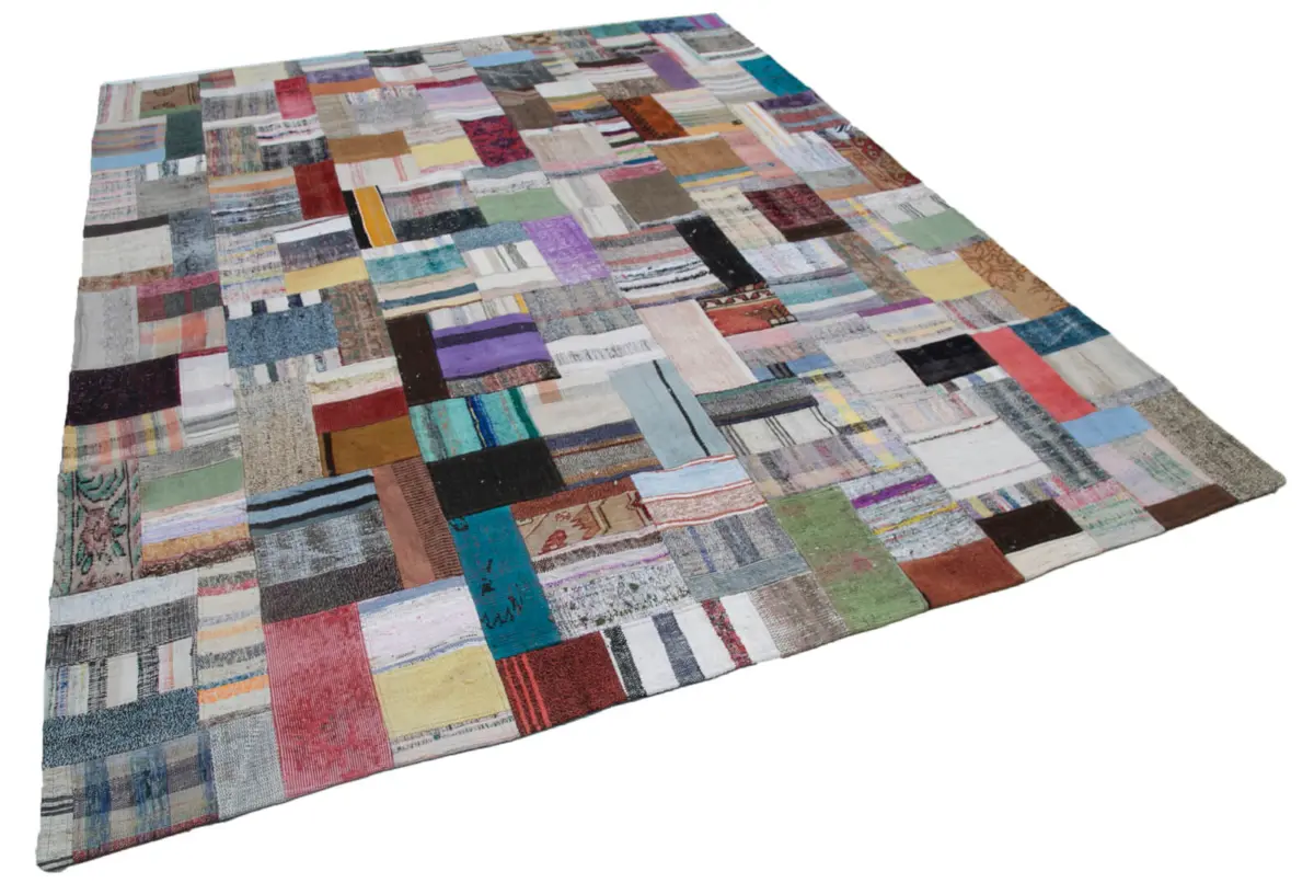 Chaput Patchwork Multi Renk Pamuk Üzerine Yün El Dokuma Kilim-246x305 - Görsel 2