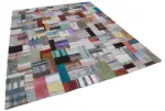 Chaput Patchwork Multi Renk Pamuk Üzerine Yün El Dokuma Kilim-246x305 - Görsel 2