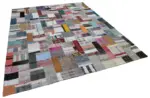 Chaput Patchwork Multi Renk Pamuk Üzerine Yün El Dokuma Kilim-249x305 - Görsel 2