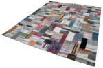 Chaput Patchwork Multi Renk Pamuk Üzerine Yün El Dokuma Kilim-249x305 - Görsel 3