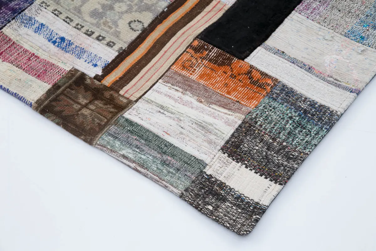 Chaput Patchwork Multi Renk Pamuk Üzerine Yün El Dokuma Kilim-249x305 - Görsel 4