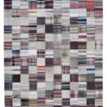 Chaput Patchwork Multi Renk Pamuk Üzerine Yün El Dokuma Kilim-242x298