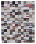 Chaput Patchwork Multi Renk Pamuk Üzerine Yün El Dokuma Kilim-242x298