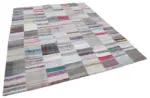 Chaput Patchwork Multi Renk Pamuk Üzerine Yün El Dokuma Kilim-249x305 - Görsel 2