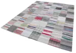 Chaput Patchwork Multi Renk Pamuk Üzerine Yün El Dokuma Kilim-249x305 - Görsel 3