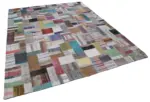 Chaput Patchwork Multi Renk Pamuk Üzerine Yün El Dokuma Kilim-247x306 - Görsel 2